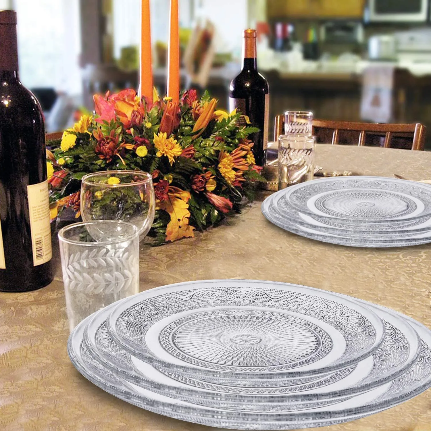 Clear Glass Dinner Plate - Set of 4 -  10 Inch