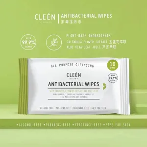 CLEEN Antibacterial Wipes 10s x 3 (Unscented)