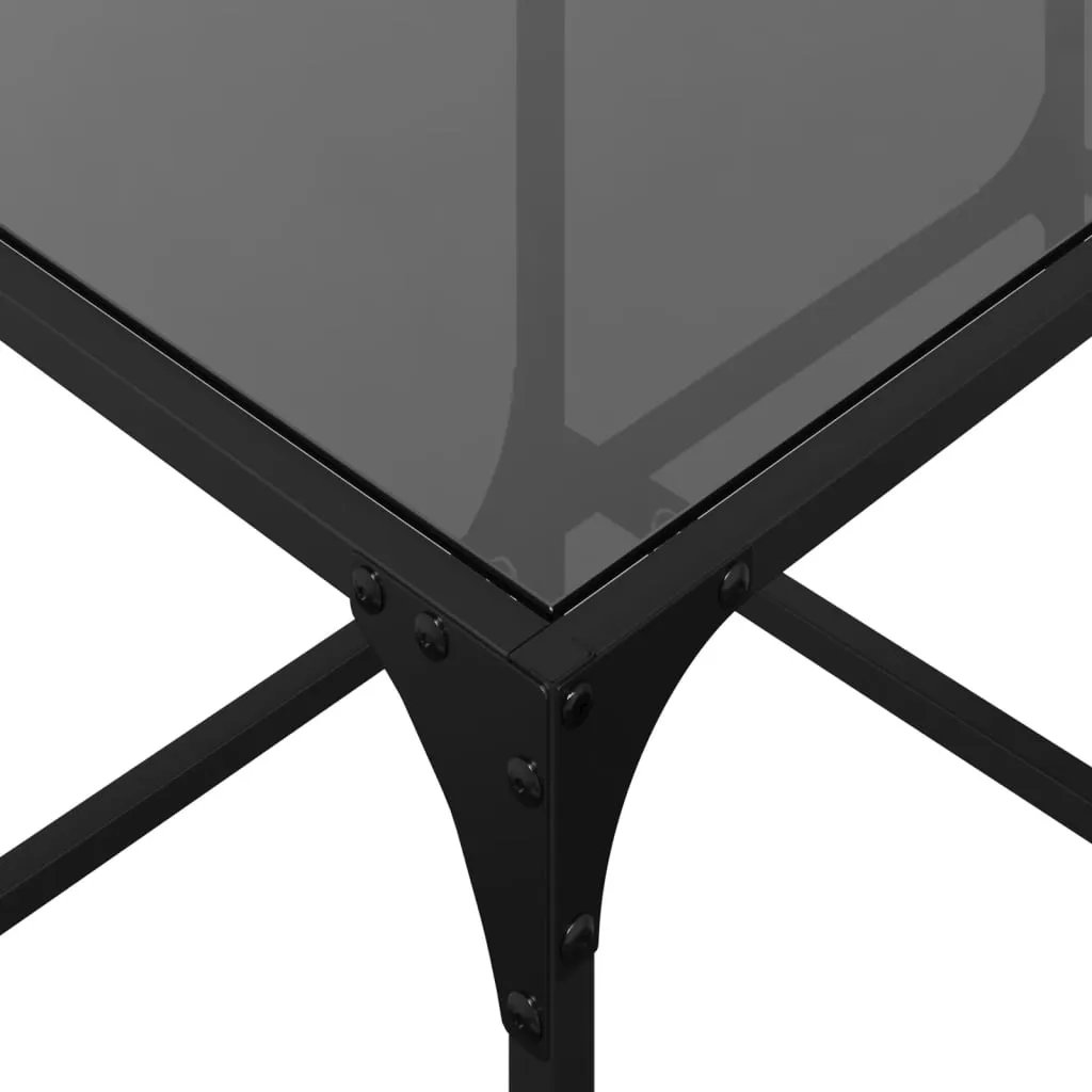 Coffee Table with Black Glass Top 78.5x40x40 cm Steel