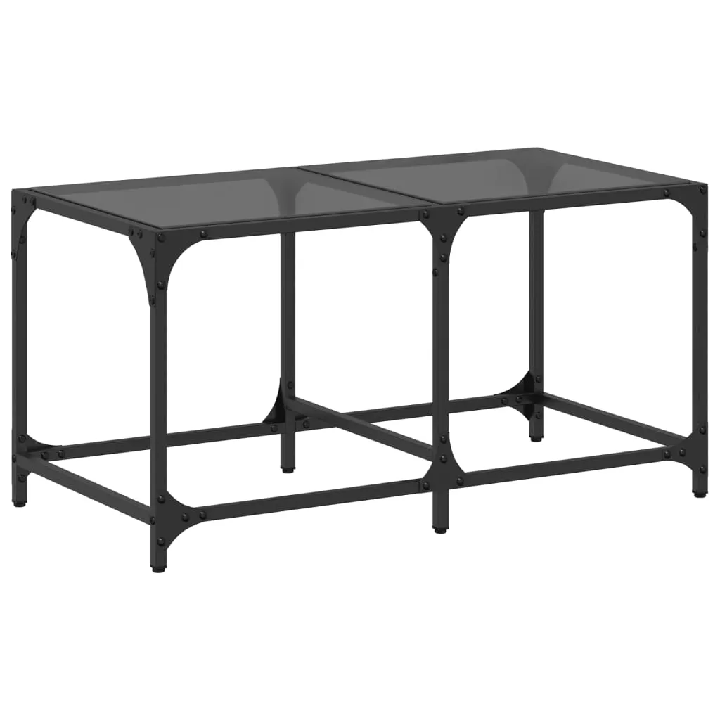 Coffee Table with Black Glass Top 78.5x40x40 cm Steel