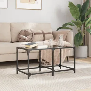 Coffee Table with Black Glass Top 78.5x40x40 cm Steel