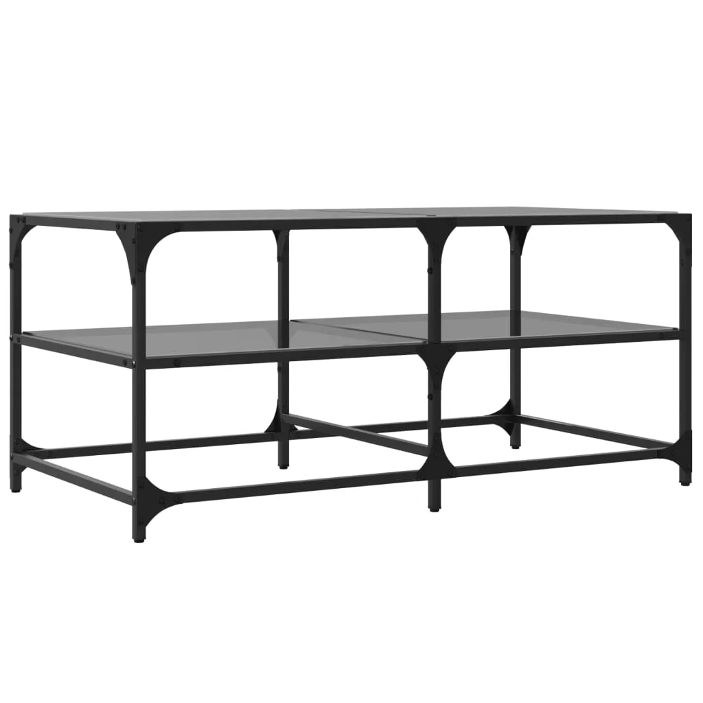 Coffee Table with Black Glass Top 98.5x50x45 cm Steel