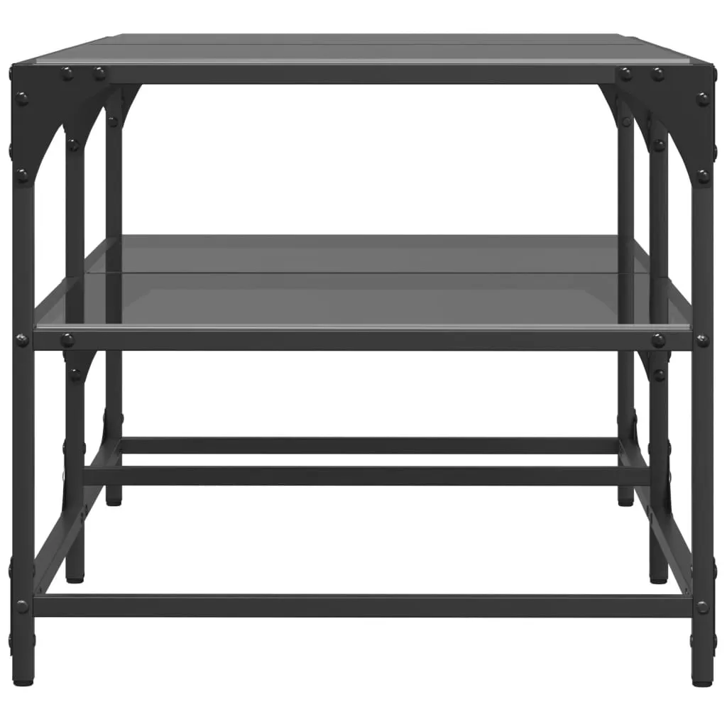 Coffee Table with Black Glass Top 98.5x50x45 cm Steel