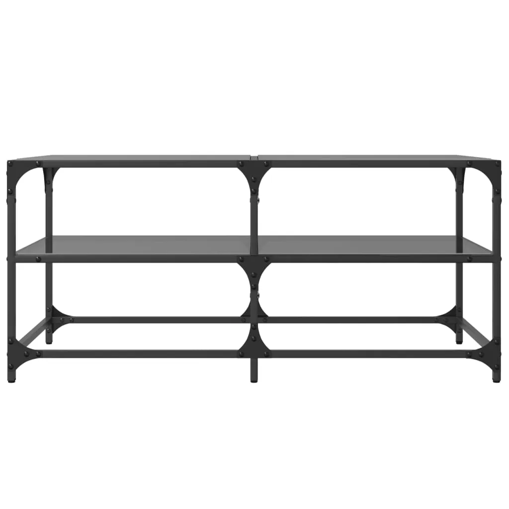 Coffee Table with Black Glass Top 98.5x50x45 cm Steel