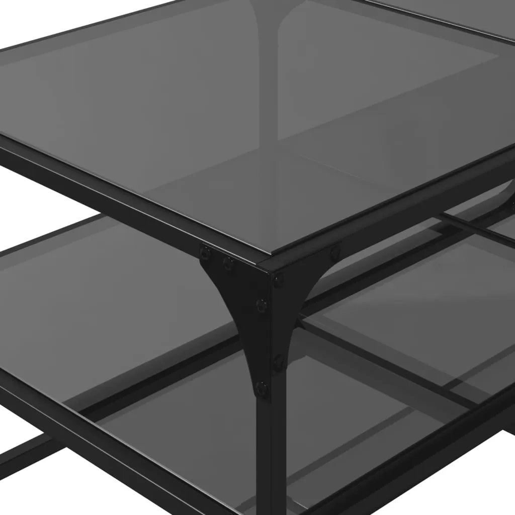 Coffee Table with Black Glass Top 98.5x50x45 cm Steel