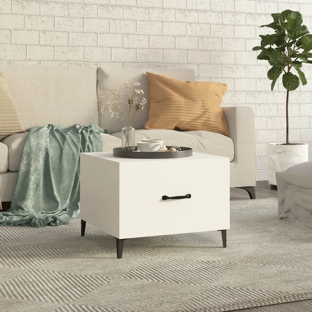 Coffee Table with Metal Legs White 50x50x40 cm
