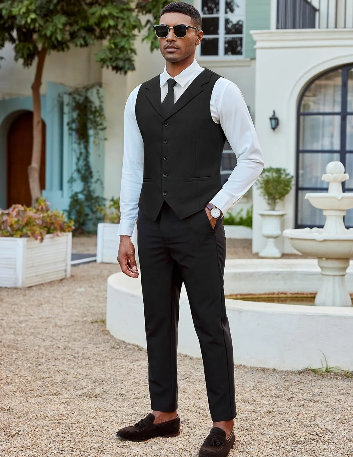 COOFANDY Men's Suit Vests Slim Fit Waistcoat Notch Lapel Casual Formal Vest