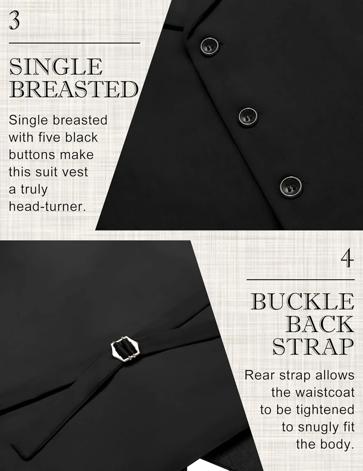 COOFANDY Men's Suit Vests Slim Fit Waistcoat Notch Lapel Casual Formal Vest