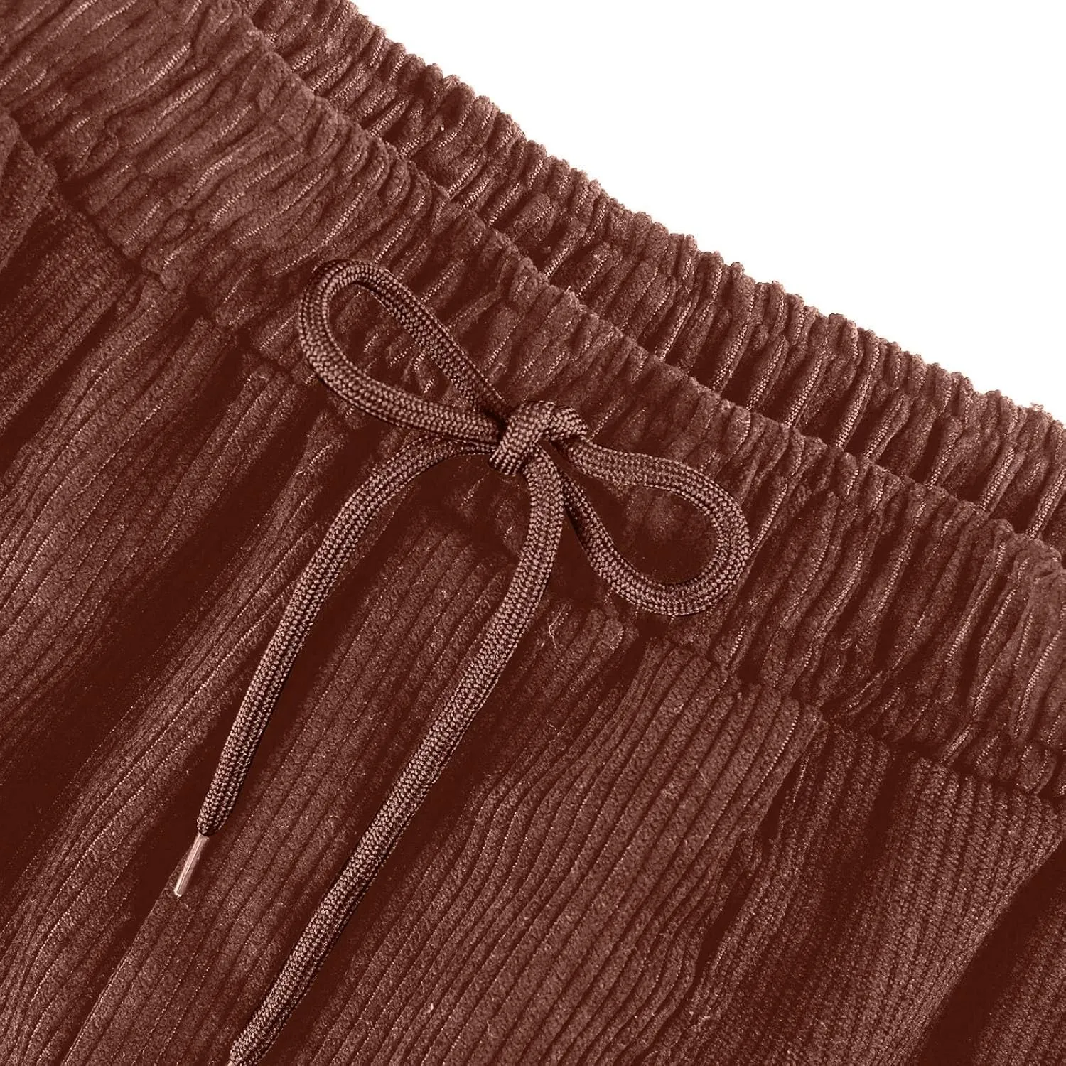 Corduroy Pants Women High Waisted Drawstring Casual Straight Leg Pants Loose Comfy Lounge Pants Trousers with Pockets