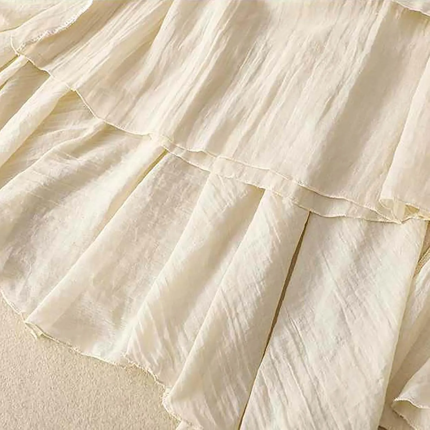 Cotton Skirts for Women Trendy Elegant Elastic High Waist A Line Layered Ruffle Flowy Fairy Swing Pleated Maxi Skirt