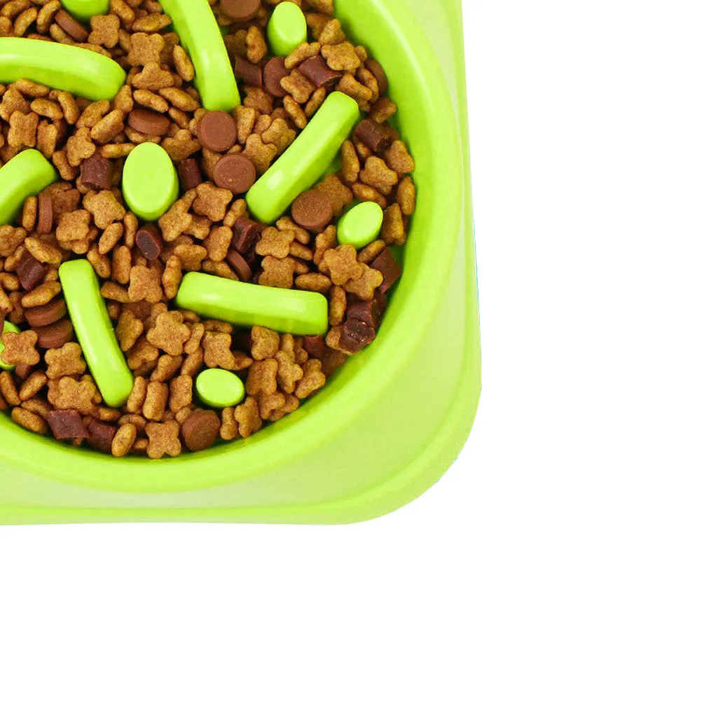 Dog Feeder Slow Eating Pet Bowl-Green