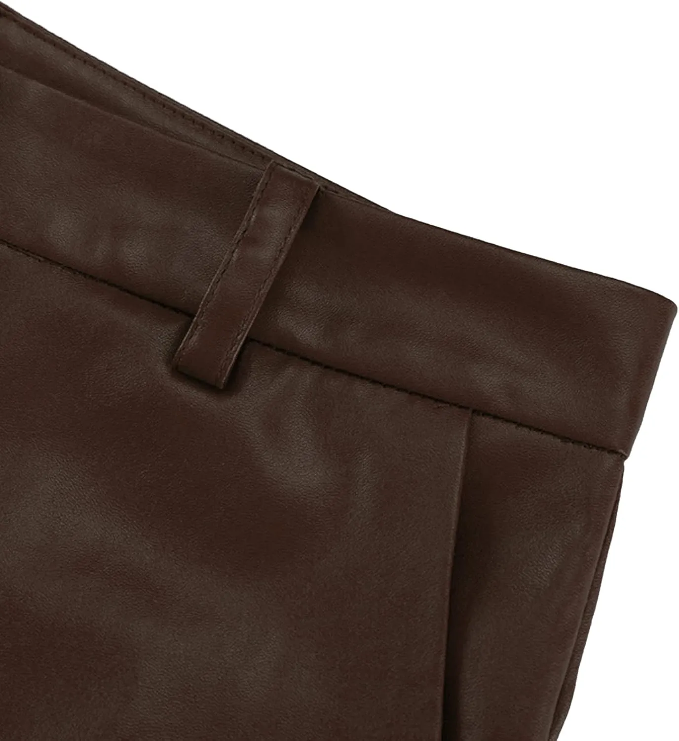 ECDAHICC Women's Faux Leather Pants High Waist Straight Wide Leg PU Legging Casual Solid Color Trousers with Pockets