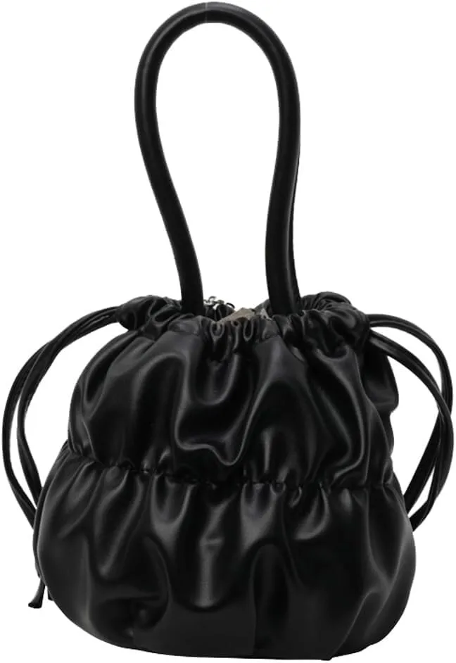 Effortless Shopping Tote Womens Handbag PU Bucket Bag with Secure Drawstring
