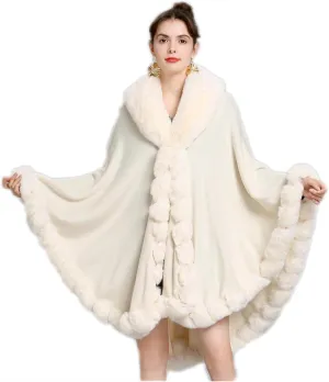 Elegant Faux Fox Fur Collar Knitted Cardigan Shawl Bride Wedding Party Shawl Cloak Coat