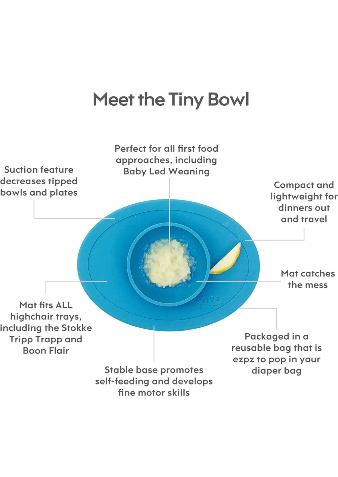 ezpz Tiny Bowl - 100% Silicone Suction Bowl with Built