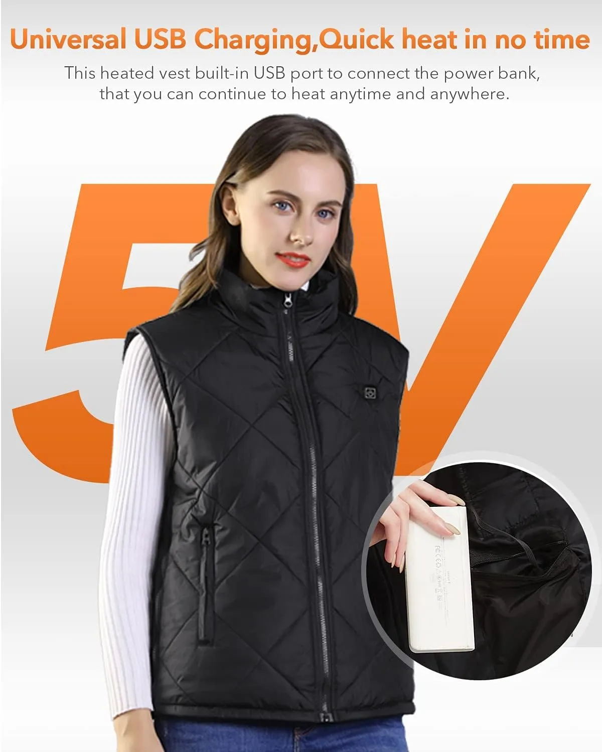 FERNIDA Heated Vest, 8 Heating Zones, Heating Vest for Men Women, Heated Warm Cold-Proof Electric Vest (Battery Not Included)