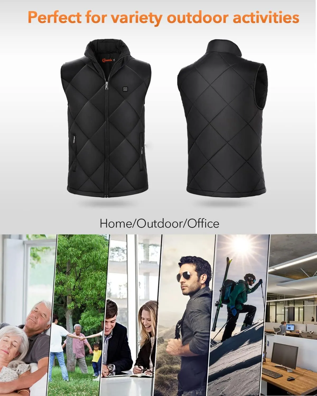 FERNIDA Heated Vest, 8 Heating Zones, Heating Vest for Men Women, Heated Warm Cold-Proof Electric Vest (Battery Not Included)