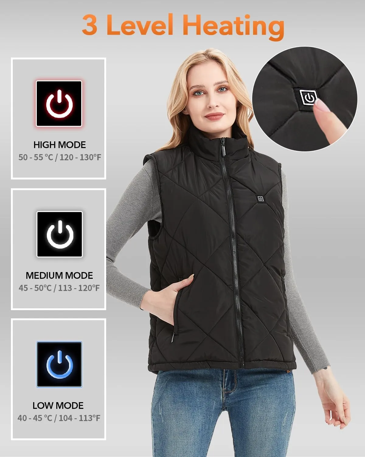 FERNIDA Heated Vest, 8 Heating Zones, Heating Vest for Men Women, Heated Warm Cold-Proof Electric Vest (Battery Not Included)