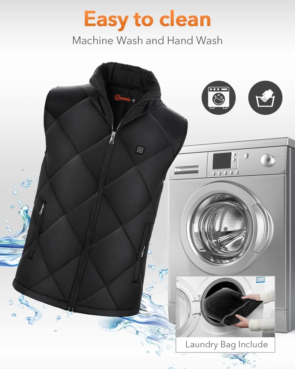 FERNIDA Heated Vest, 8 Heating Zones, Heating Vest for Men Women, Heated Warm Cold-Proof Electric Vest (Battery Not Included)
