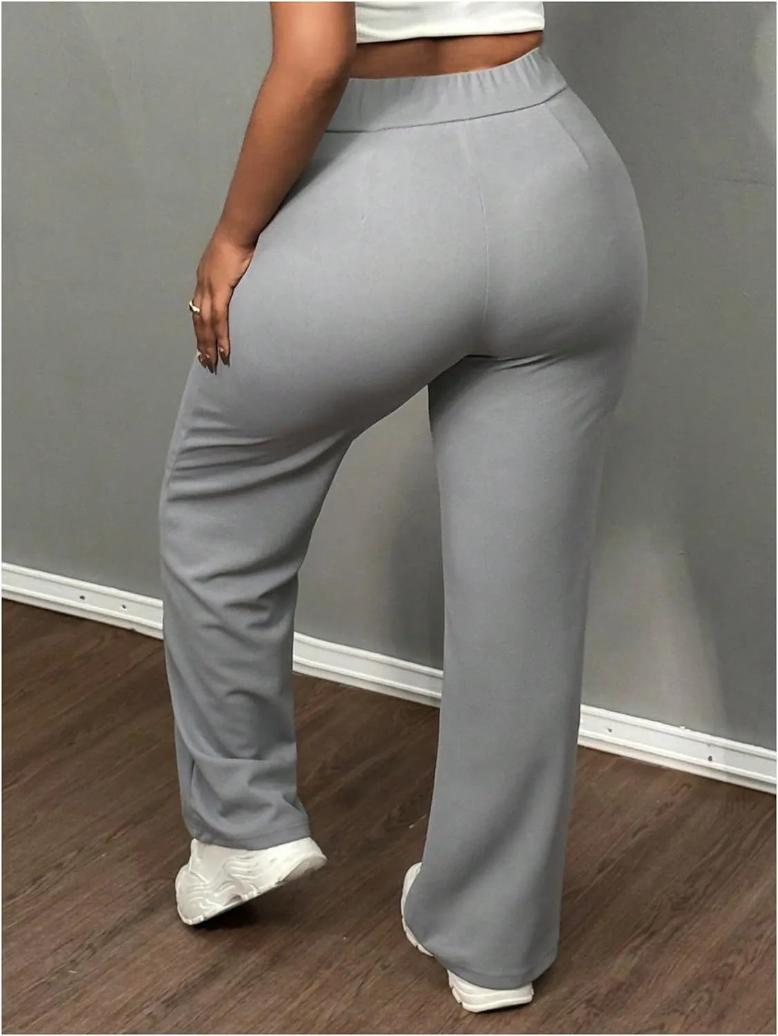 Floerns Women's Causal High Waist Pants Straight Leg Work Dress Trousers