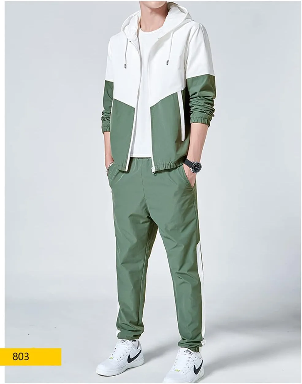 Floette Men Retro Windbreaker Track Suit Track Jacket Track Pant Athletic Hip Hop Windproof Sweat Suit