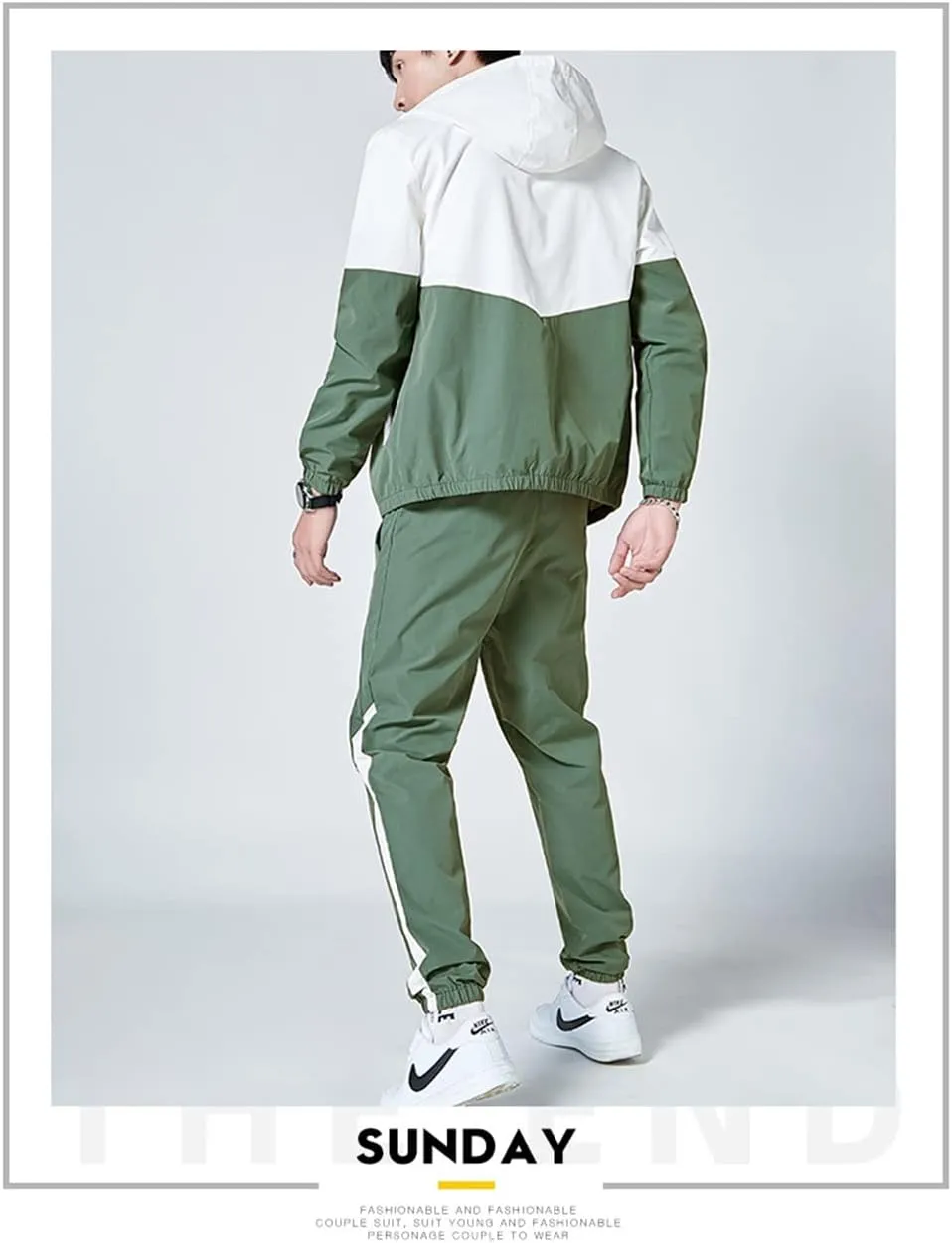 Floette Men Retro Windbreaker Track Suit Track Jacket Track Pant Athletic Hip Hop Windproof Sweat Suit
