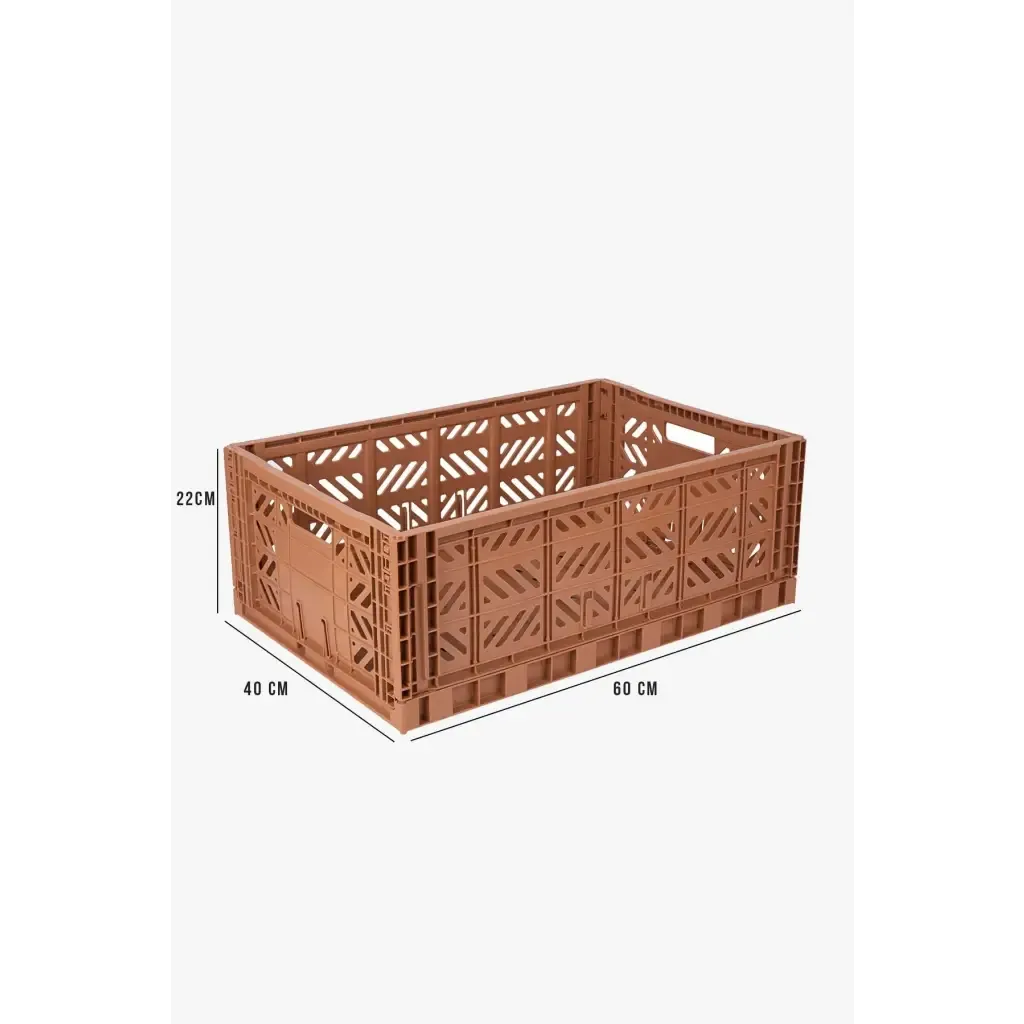 Foldable Storage Bins, Plastic Crate for Storage, Collapsible Crate, Utility Stackable Box Large Tan