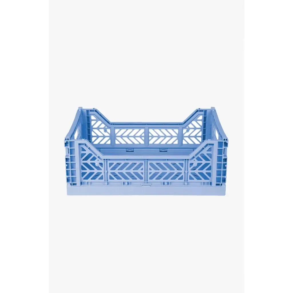 Foldable Storage Bins, Plastic Crate for Storage, Collapsible Crate, Utility Stackable Box Medium Baby Blue