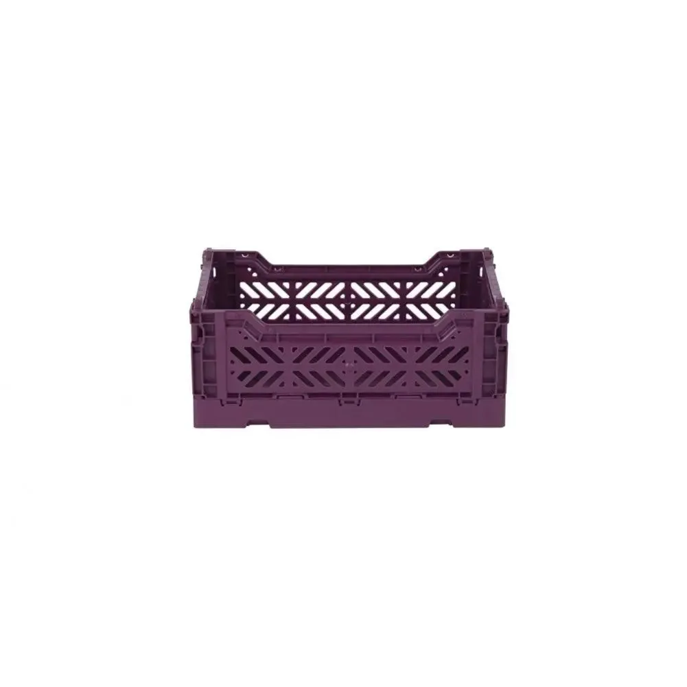 Foldable Storage Bins, Plastic Crate for Storage, Collapsible Crate, Utility Stackable Box Small Cherry Red