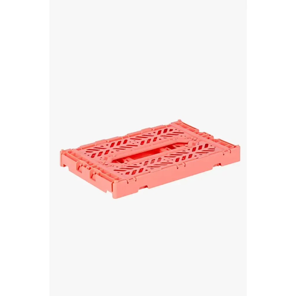 Foldable Storage Bins, Plastic Crate for Storage, Collapsible Crate, Utility Stackable Box Small Salmon Pink