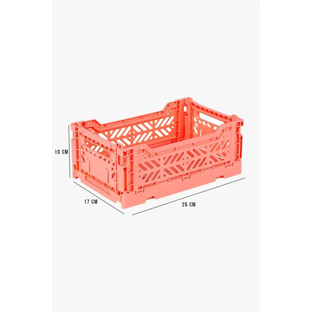 Foldable Storage Bins, Plastic Crate for Storage, Collapsible Crate, Utility Stackable Box Small Salmon Pink