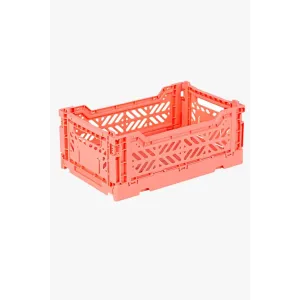 Foldable Storage Bins, Plastic Crate for Storage, Collapsible Crate, Utility Stackable Box Small Salmon Pink