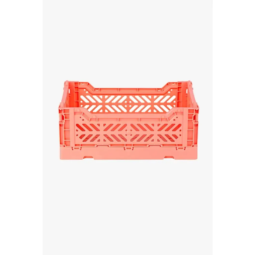 Foldable Storage Bins, Plastic Crate for Storage, Collapsible Crate, Utility Stackable Box Small Salmon Pink
