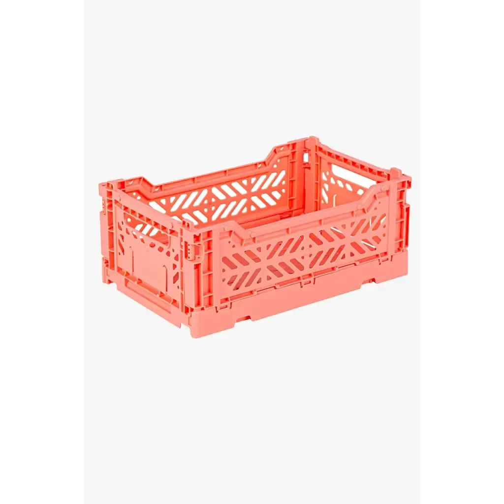 Foldable Storage Bins, Plastic Crate for Storage, Collapsible Crate, Utility Stackable Box Small Salmon Pink