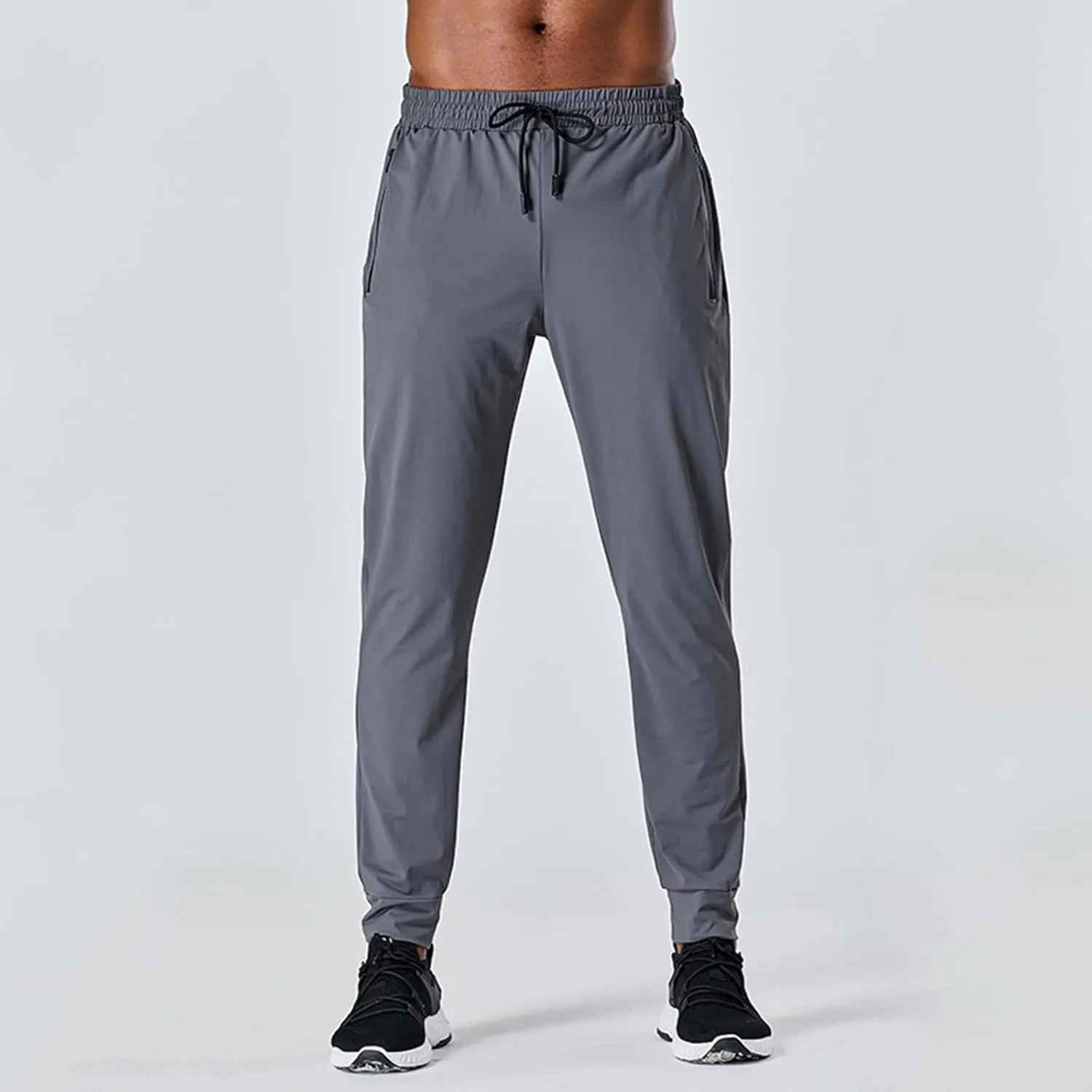 FZVYD Black Chinos Mens Casual Elastic Drawstring Cargo Pants Lightweight Relaxed Fit Cotton Workout Sweatpants 2023
