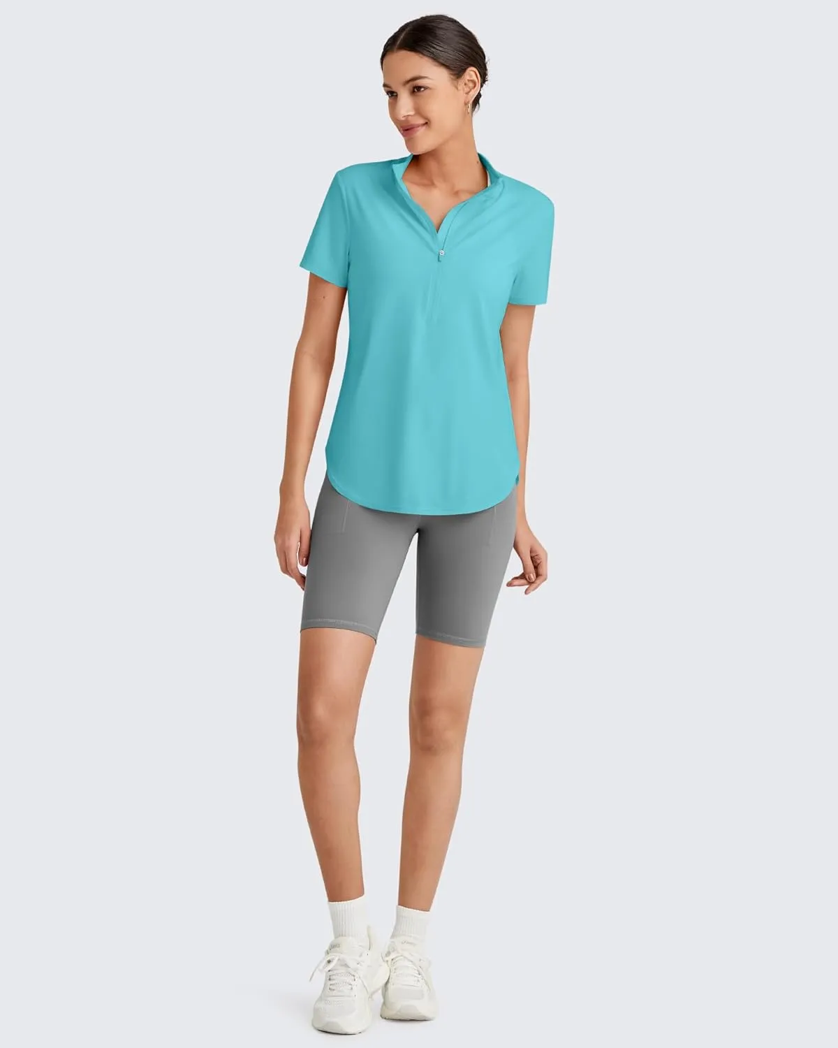 G4Free Lightbreeze UPF 50  Womens Workout Tops Short Sleeve Half Zip Golf Shirts Loose Fit Athletic Gym Tshirts Running
