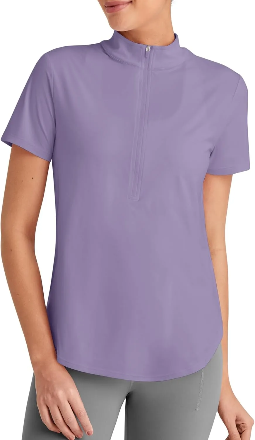 G4Free Lightbreeze UPF 50  Womens Workout Tops Short Sleeve Half Zip Golf Shirts Loose Fit Athletic Gym Tshirts Running