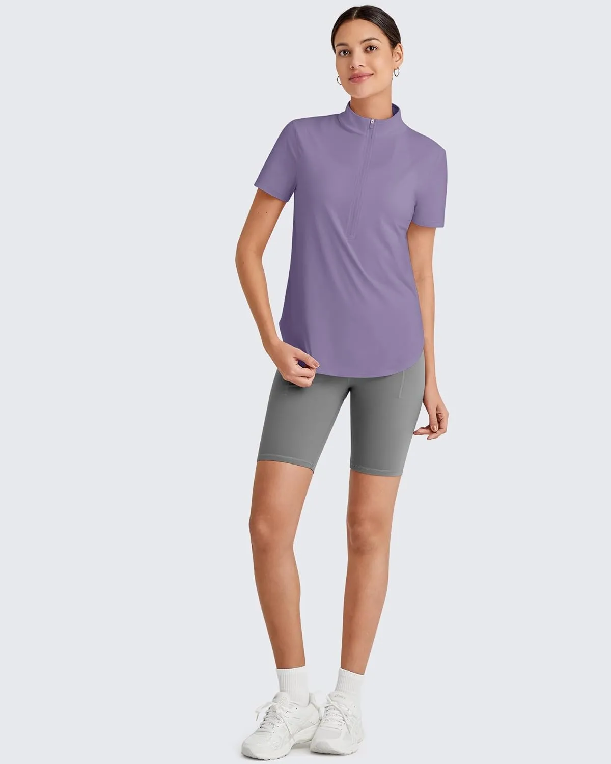 G4Free Lightbreeze UPF 50  Womens Workout Tops Short Sleeve Half Zip Golf Shirts Loose Fit Athletic Gym Tshirts Running