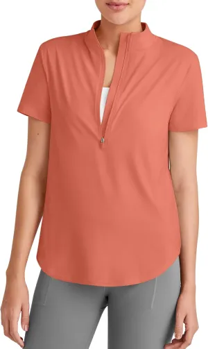 G4Free Lightbreeze UPF 50  Womens Workout Tops Short Sleeve Half Zip Golf Shirts Loose Fit Athletic Gym Tshirts Running