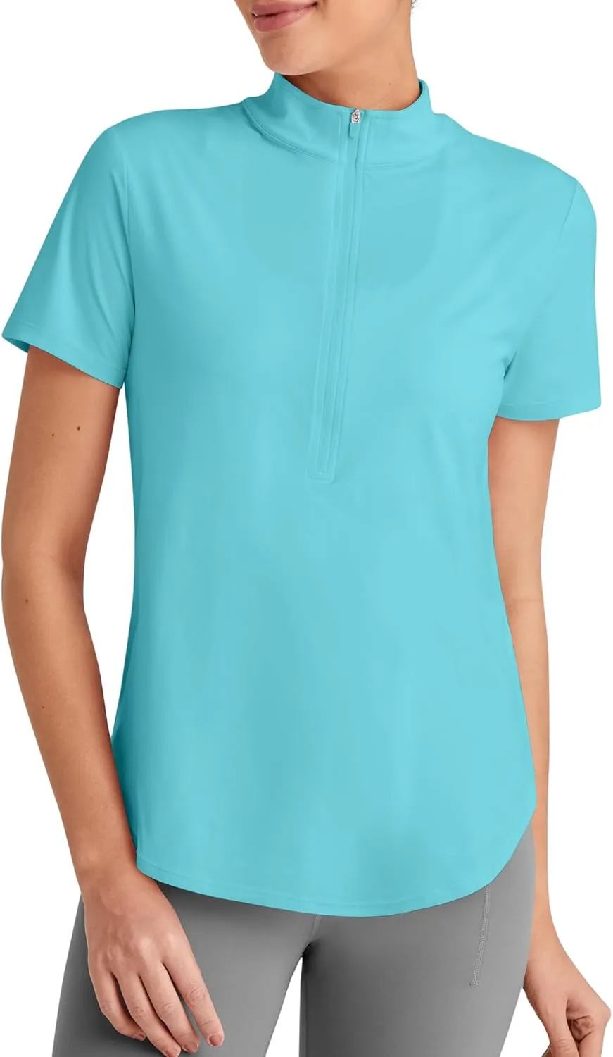 G4Free Lightbreeze UPF 50  Womens Workout Tops Short Sleeve Half Zip Golf Shirts Loose Fit Athletic Gym Tshirts Running