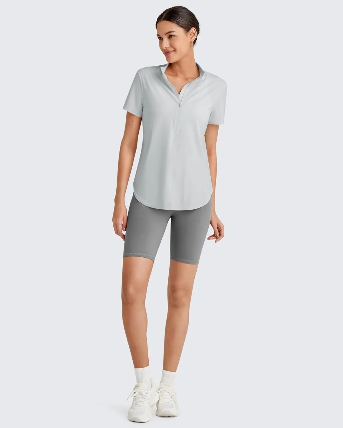 G4Free Lightbreeze UPF 50  Womens Workout Tops Short Sleeve Half Zip Golf Shirts Loose Fit Athletic Gym Tshirts Running