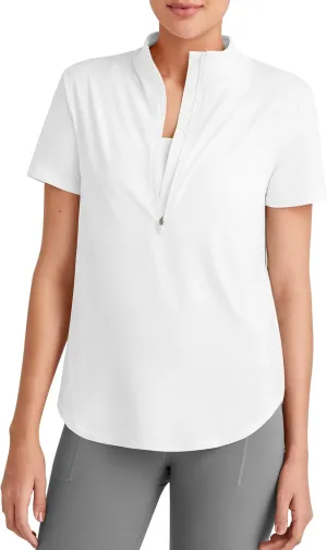 G4Free Lightbreeze UPF 50  Womens Workout Tops Short Sleeve Half Zip Golf Shirts Loose Fit Athletic Gym Tshirts Running