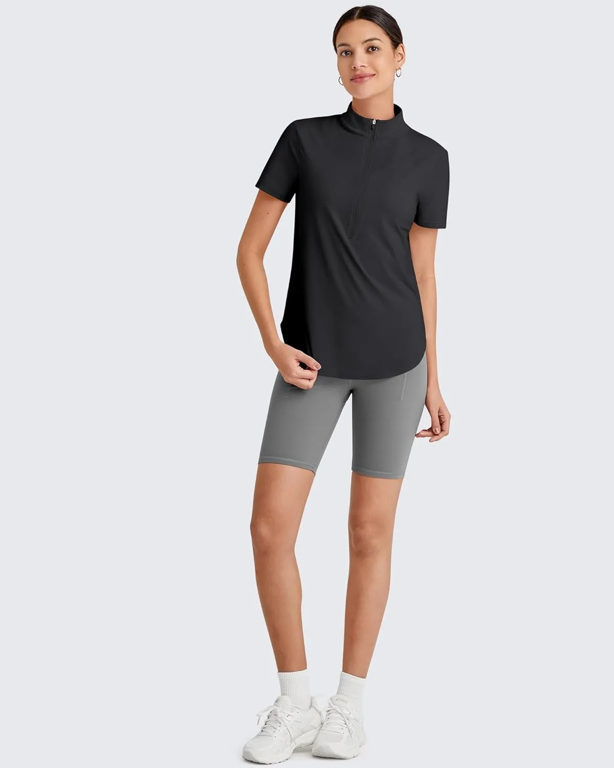 G4Free Lightbreeze UPF 50  Womens Workout Tops Short Sleeve Half Zip Golf Shirts Loose Fit Athletic Gym Tshirts Running