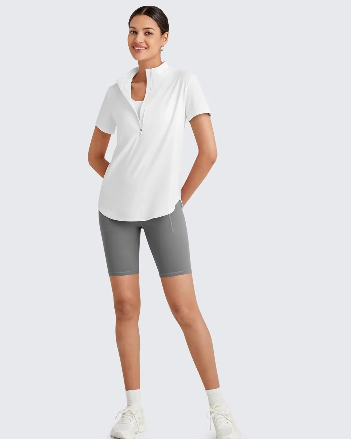 G4Free Lightbreeze UPF 50  Womens Workout Tops Short Sleeve Half Zip Golf Shirts Loose Fit Athletic Gym Tshirts Running