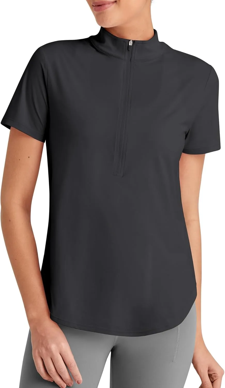 G4Free Lightbreeze UPF 50  Womens Workout Tops Short Sleeve Half Zip Golf Shirts Loose Fit Athletic Gym Tshirts Running