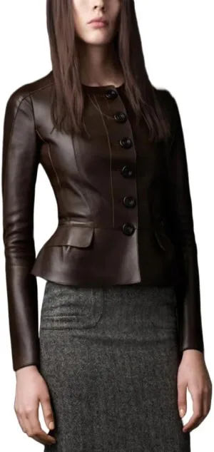 Genuine Sheepskin Leather Vintage Stunning Dark Brown Jacket for Women