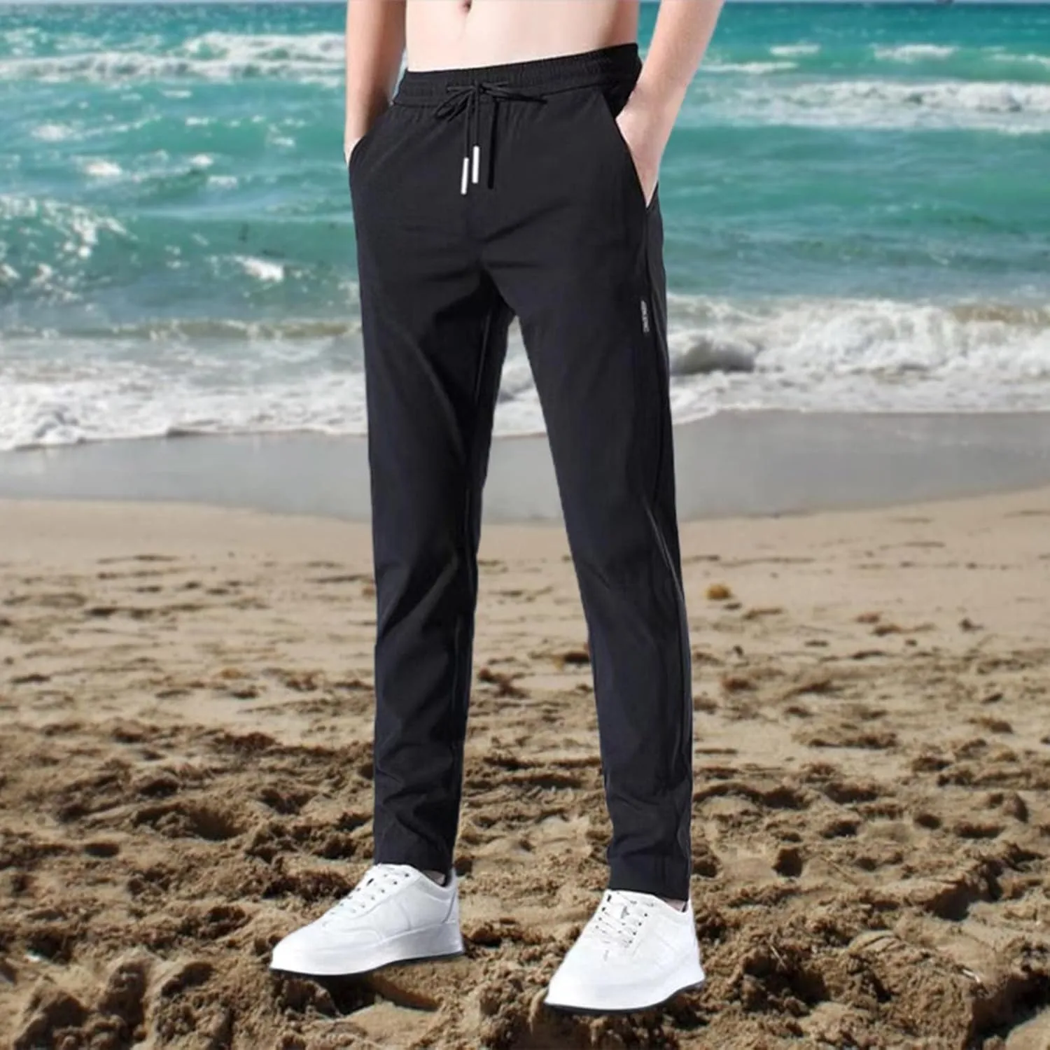 GIERIDUC Men's Drawstring Waist Cargo Pants Mens Cargo Shorts Size 33 Waist Mens Long Underwear Pants Fleece Cargo Pants Men
