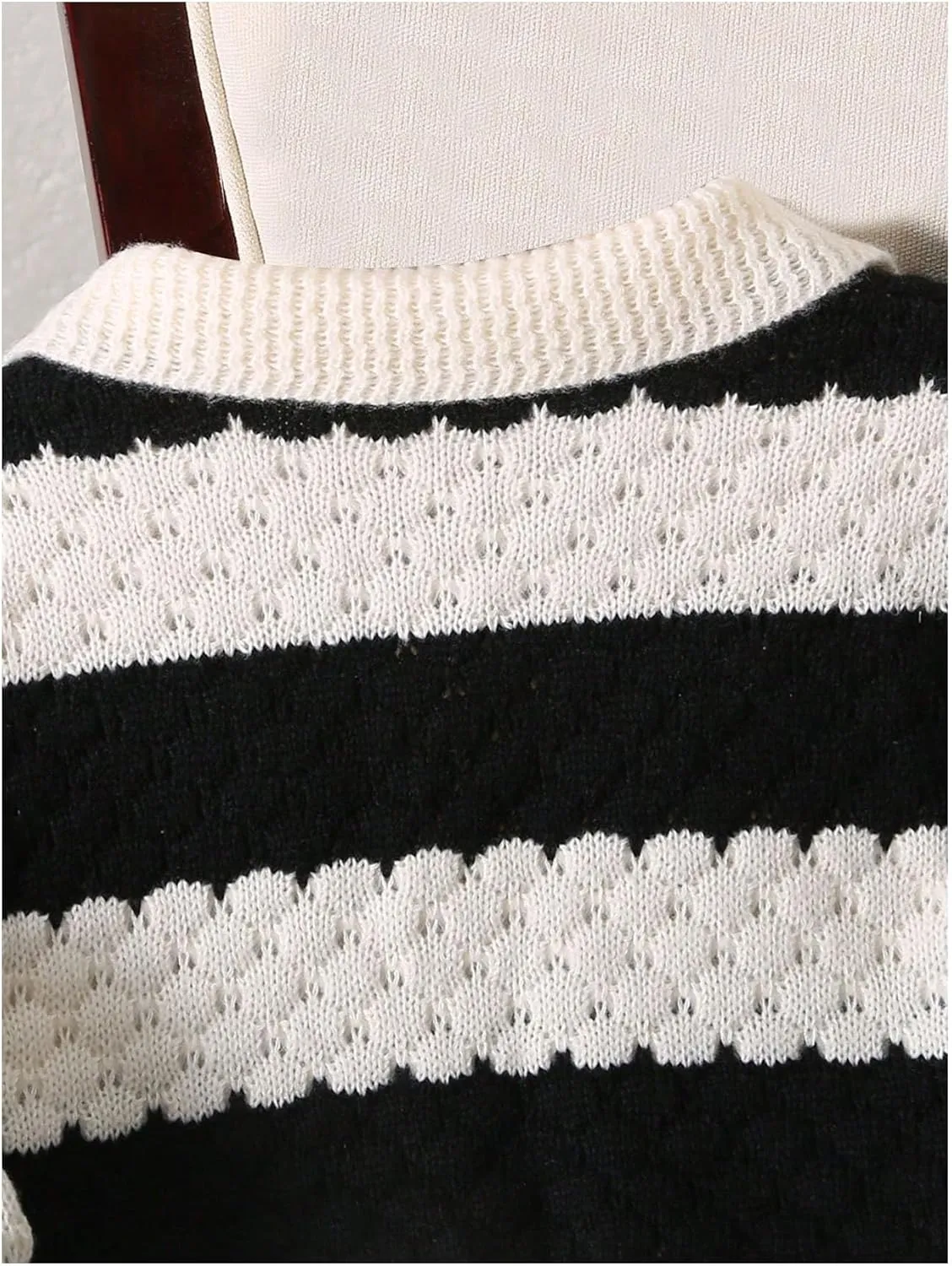 Girl's Striped Color Block Sweater Long Sleeve Collar V Neck Knitted Pullover Tops