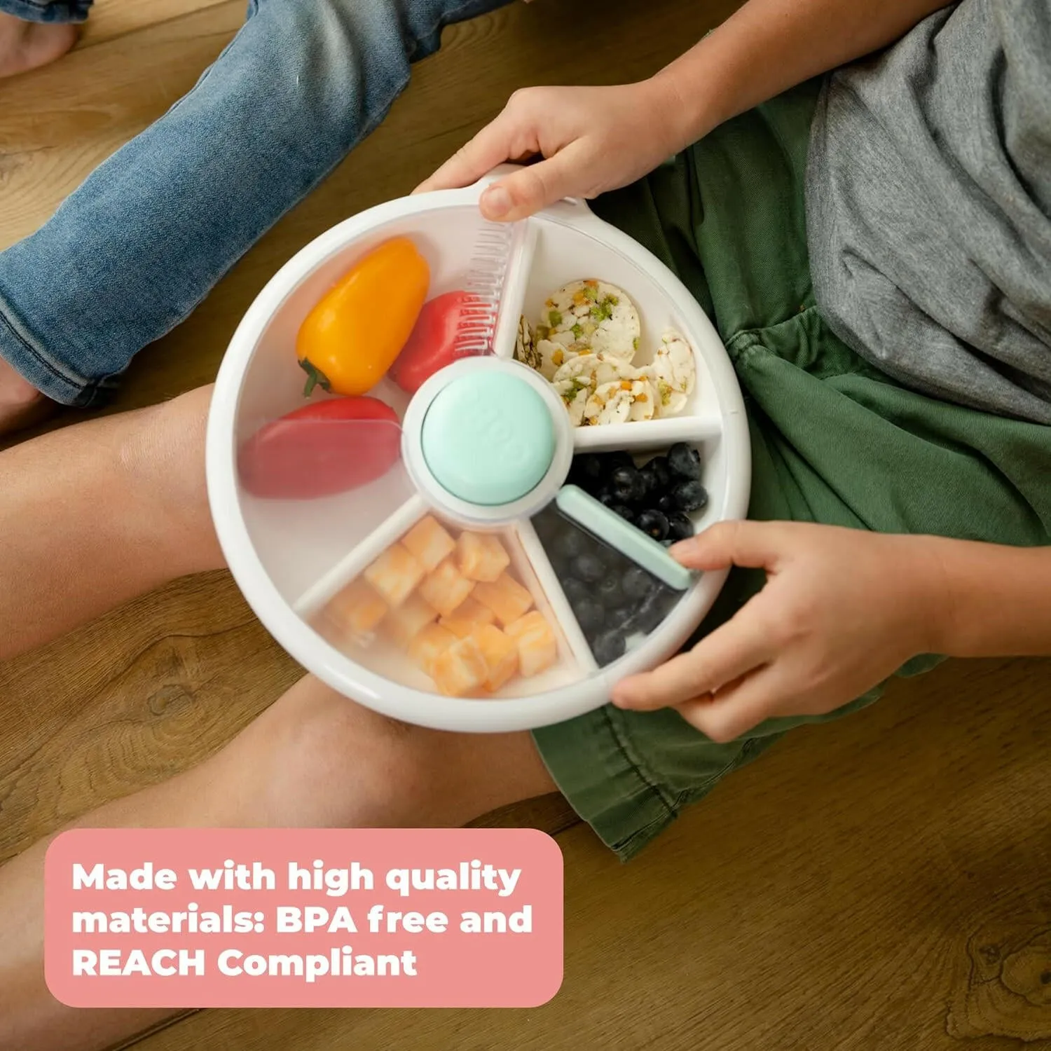 Gobe Snack Spinner with 4 Compartment Dispenser & Sliding Door, Large, Pink