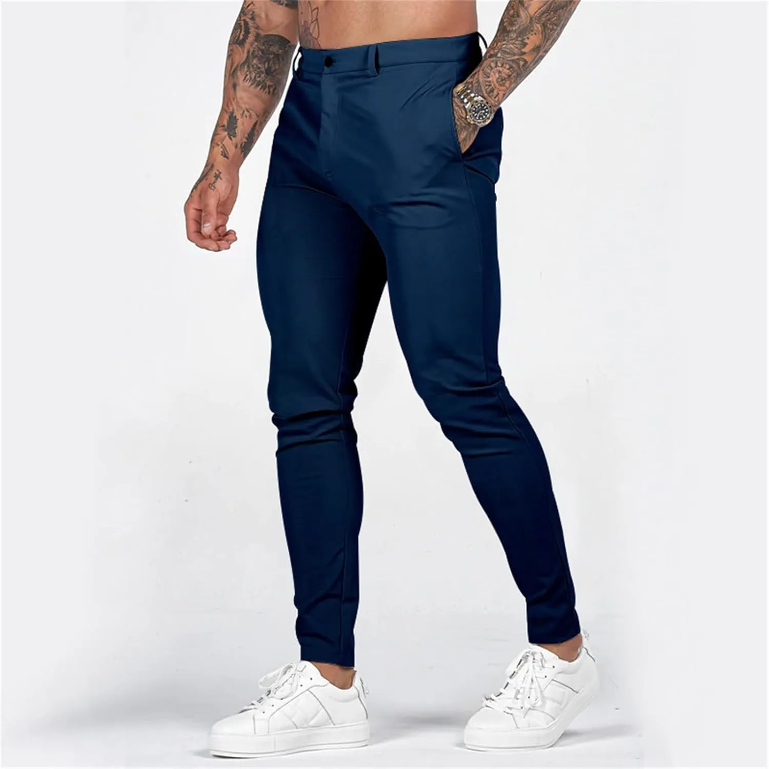 GOKKILRW Mens Golf Pants Stretch Chinos Dress Pants Quick Dry Business Work Office Lightweight Slim Fit Formal Sport Pants